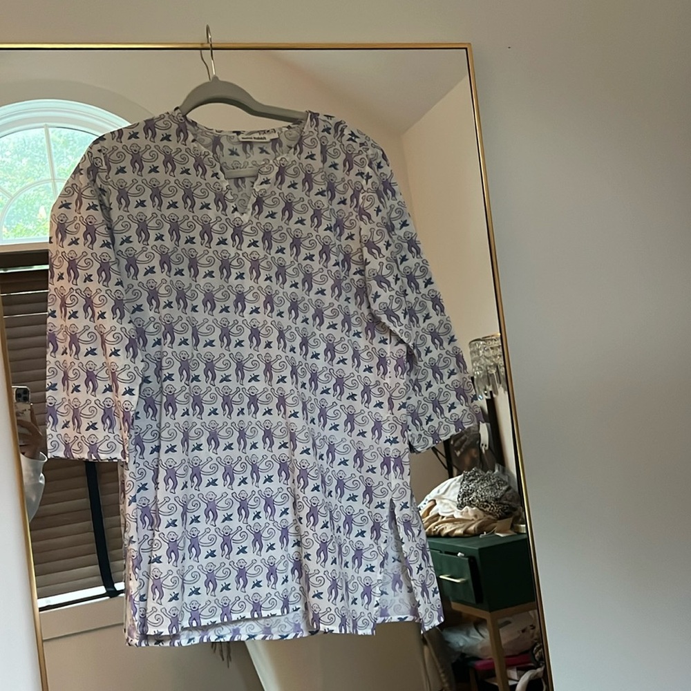 Roller Rabbit Purple Monkey Dress/Coverup L